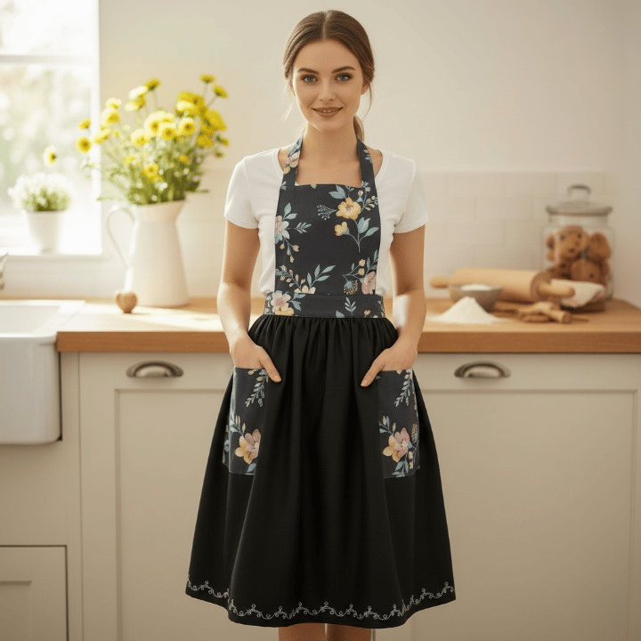 🔥 New Year Hot Sale 49% OFF👩‍🍳🌿Botanical Floral Apron – Handmade Beauty for Your Day(✨Waterproof)🌸✨