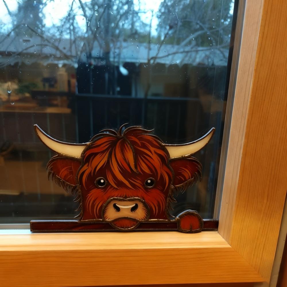 🎄Christmas Sale 49% Off🪟Highland Cow Window Corner Decor🐮