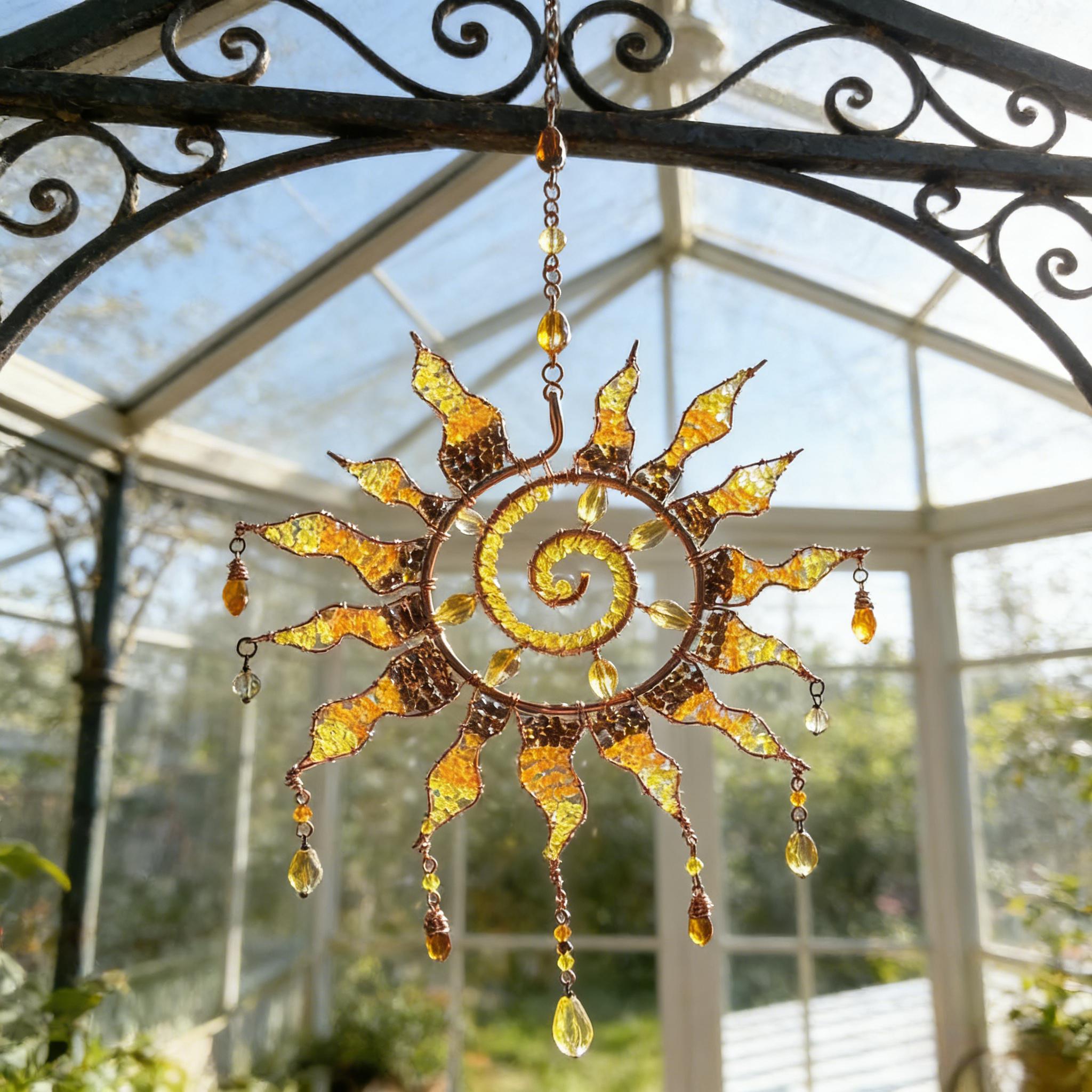 ☀️Sun Spiral Crystal Suncatcher – Handcrafted Bohemian Light Catcher