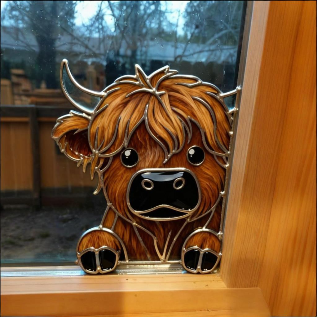 🎄Christmas Sale 49% Off🪟Highland Cow Window Corner Decor🐮