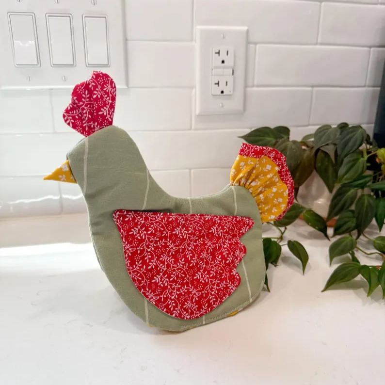 🐔 Handmade Chicken Oven Mitt & Pot Holder – Quilted Hen Hot Pad, Insulated & Heat Resistant, Farmhouse Kitchen Decor 🔥🏡