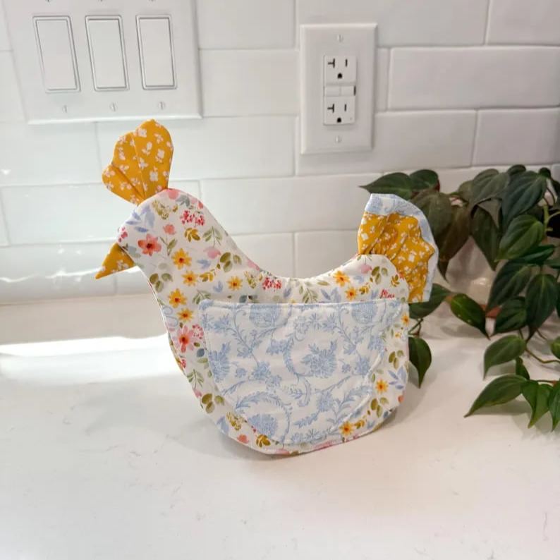 🐔 Handmade Chicken Oven Mitt & Pot Holder – Quilted Hen Hot Pad, Insulated & Heat Resistant, Farmhouse Kitchen Decor 🔥🏡