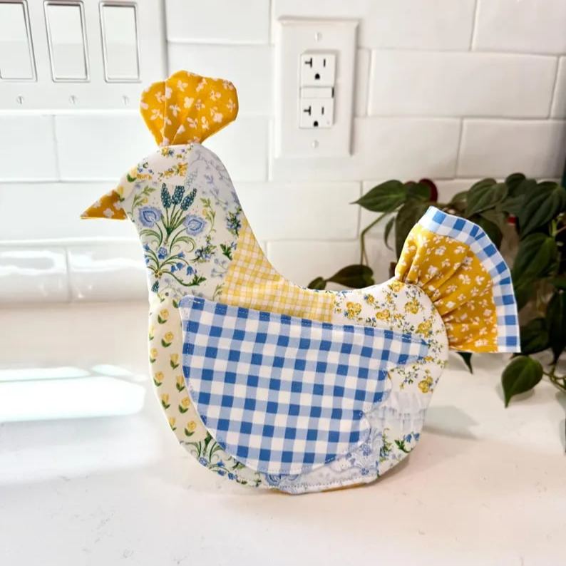 🐔 Handmade Chicken Oven Mitt & Pot Holder – Quilted Hen Hot Pad, Insulated & Heat Resistant, Farmhouse Kitchen Decor 🔥🏡