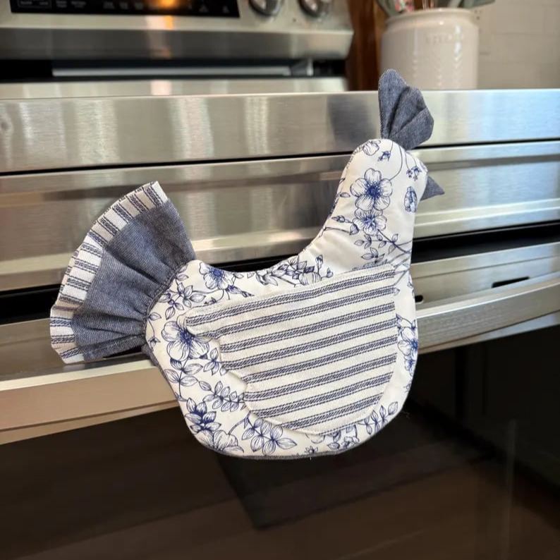 🐔 Handmade Chicken Oven Mitt & Pot Holder – Quilted Hen Hot Pad, Insulated & Heat Resistant, Farmhouse Kitchen Decor 🔥🏡