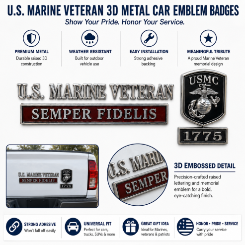 🔥250th Anniversary 50% OFF - 🦅U.S. Marines Veteran Semper Fidelis Car Emblem Metal Badge