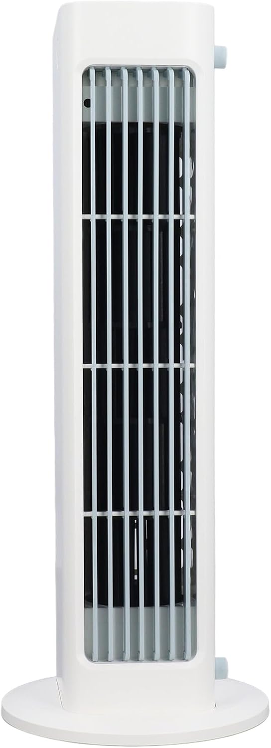 FATA GREUTATE Oszillierender Turmventilator, Schreibtisch-Tischventilator mit 3 Geschwindigkeiten, Fernbedienung, Wiederaufladbar über USB, ohne Flügel, Wandmontage, für Schlafzimmer, Küche,