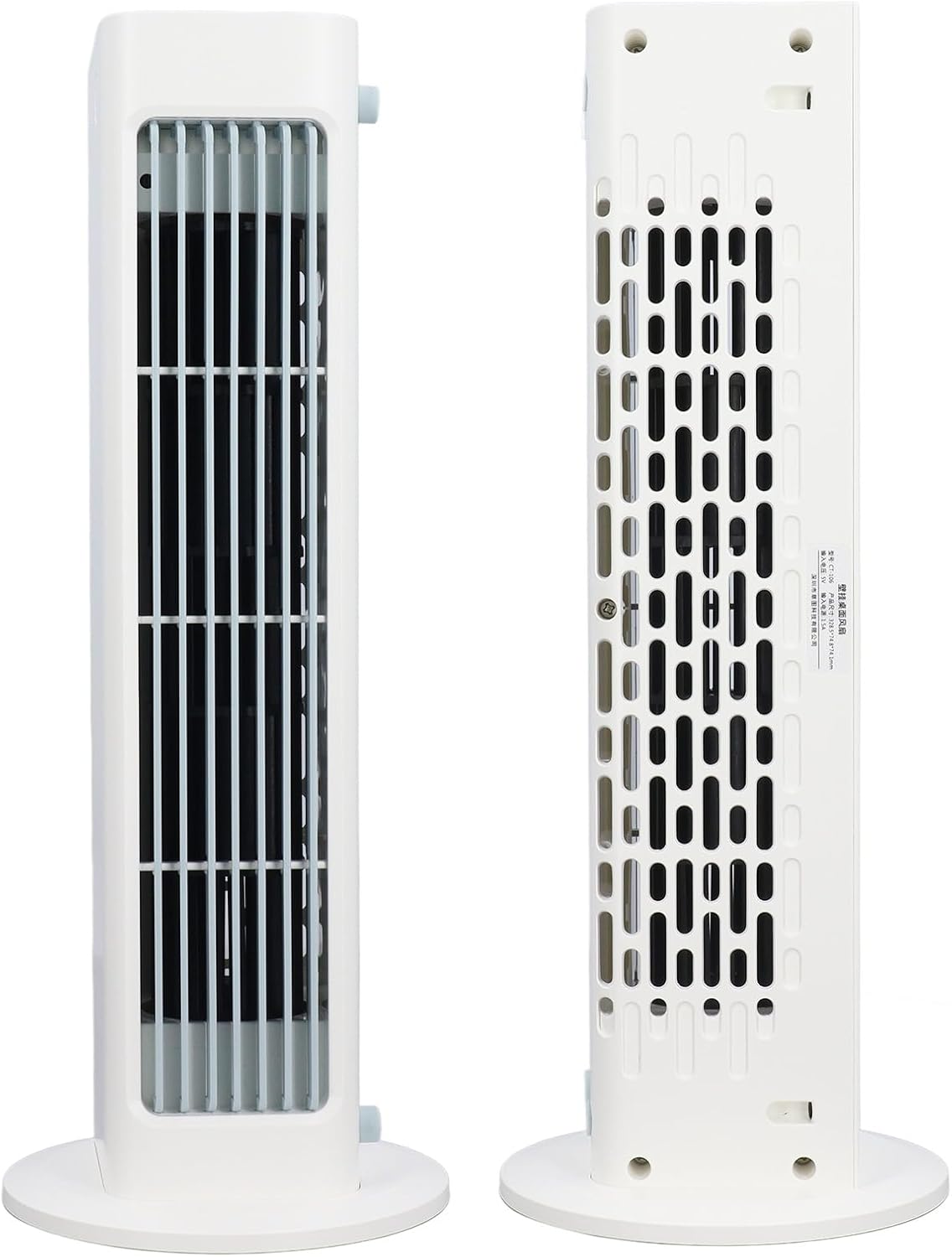 FATA GREUTATE Oszillierender Turmventilator, Schreibtisch-Tischventilator mit 3 Geschwindigkeiten, Fernbedienung, Wiederaufladbar über USB, ohne Flügel, Wandmontage, für Schlafzimmer, Küche,