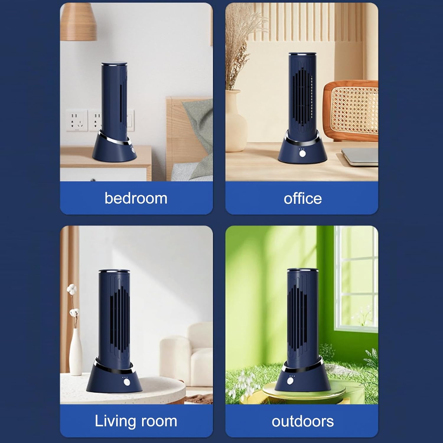 FATA GREUTATE Tischventilator, Leiser Tragbarer Blattloser Ventilator mit 3 Geschwindigkeiten, 120° Oszillierend, Einzigartiger Luftstrom, 4000 MAh Elektrischer, Ventilator Klein