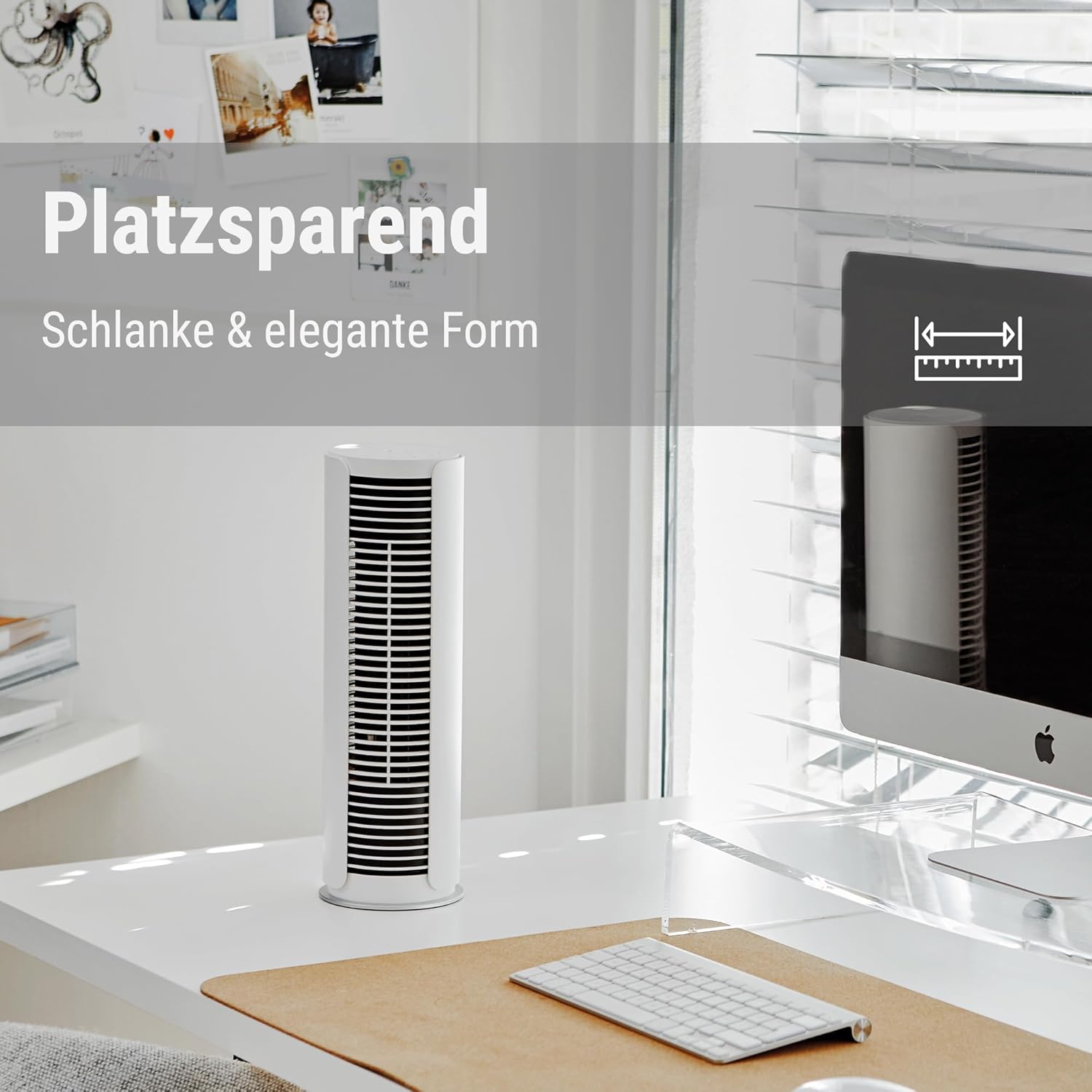 FATA GREUTATE Ventilator Peter little, mobiler Tischventilator, mit Schwenkfunktion, 4 Geschwindigkeitsstufen, platzsparend, Touch Panel, weiss