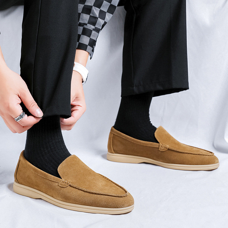 Men's Suede Dress Loafers Slip on Lightweight Business Formal Shoes