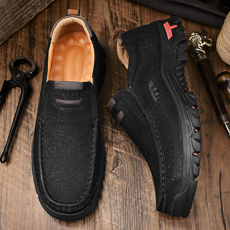 Men's Casual Full-gain Leather Outdoor Shoes Slip-on Loafers