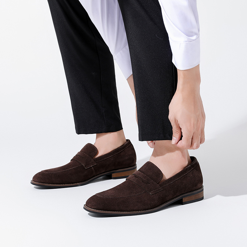 Men's Suede Penny Loafers Slip-On Casual Shoes Lightweight Soft Dress Shoes