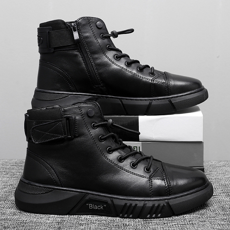 Men's Lace-up and Zipper Ankle Boots -  Stylish Casual Shoes with Comfortable Sole for Daily Wear
