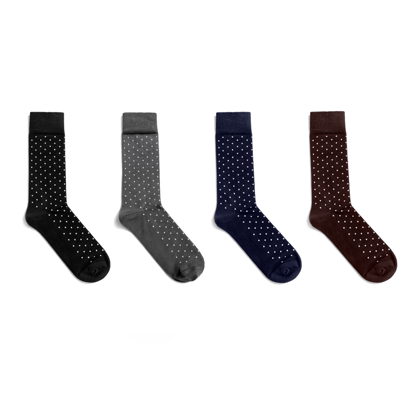 [Goodbye Smelly Feet] Men's Dress Socks Polka Dots Mid-Calf Socks - 2 Pack