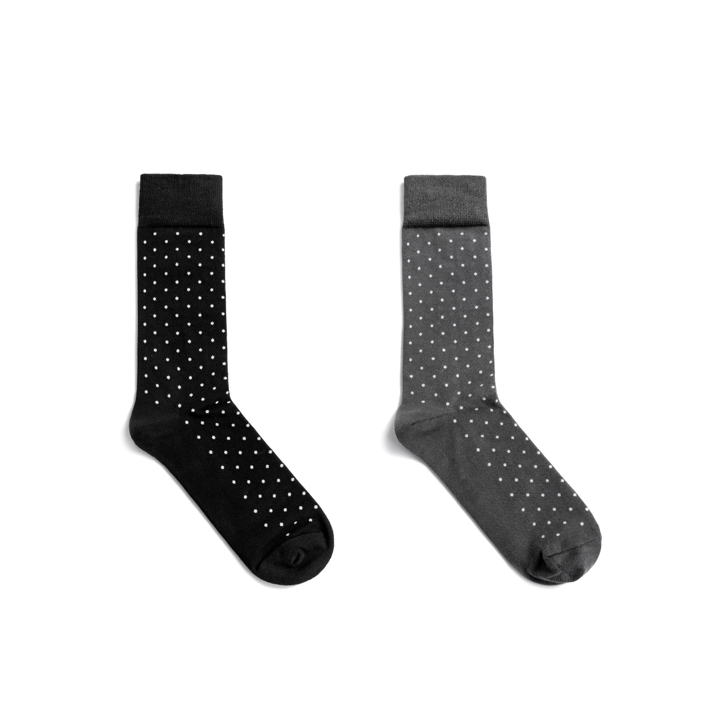 [Goodbye Smelly Feet] Men's Dress Socks Polka Dots Mid-Calf Socks - 2 Pack