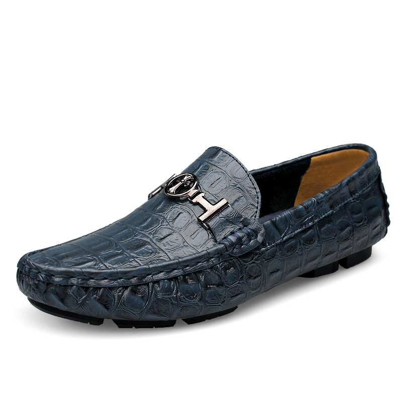 Men's Classic Crocodile Pattern Genuine Leather Loafers