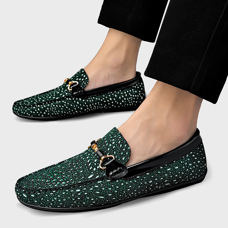 Luxury Men's Leather Loafers with Metal Buckle for Daily Wear