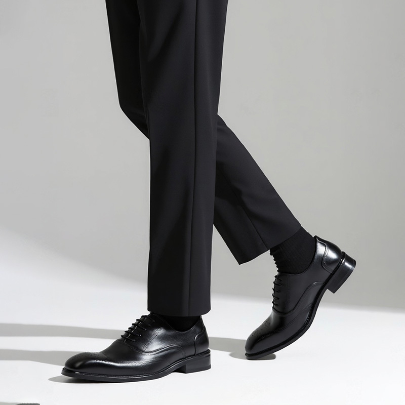 Men's British Derby Shoes – Pointed-Toe Leather Formal Shoes for Wedding Groom & Business Wear – Triple-Stitch Design