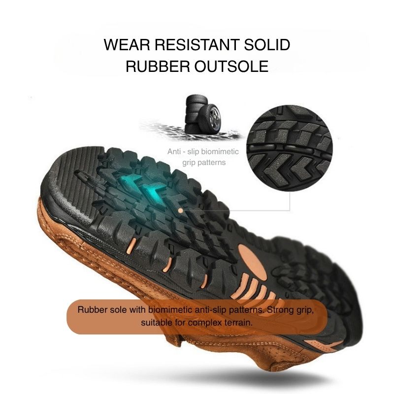 Men's Casual Full-gain Leather Outdoor Shoes Lace-up Wide-toe Loafers 