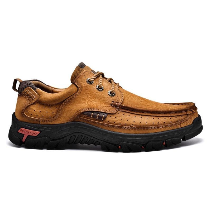 Men's Casual Full-gain Leather Outdoor Shoes Lace-up Wide-toe Loafers