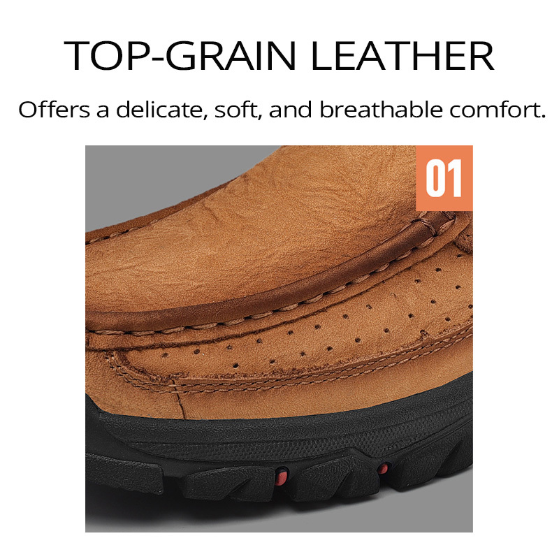 Men's Casual Full-gain Leather Outdoor Shoes Slip-on Loafers
