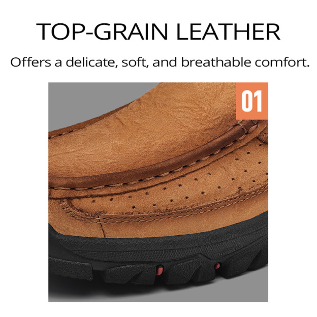 Men's Casual Full-gain Leather Outdoor Shoes Slip-on Loafers