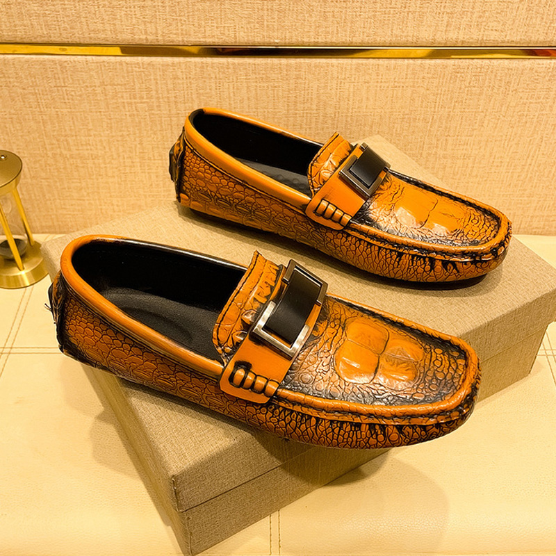 Men's Driving Loafers with Metal Buckle