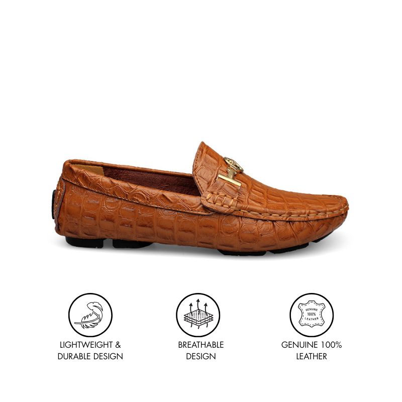 Men's Genuine Leather Car Shoes Slip on Driving Loafers