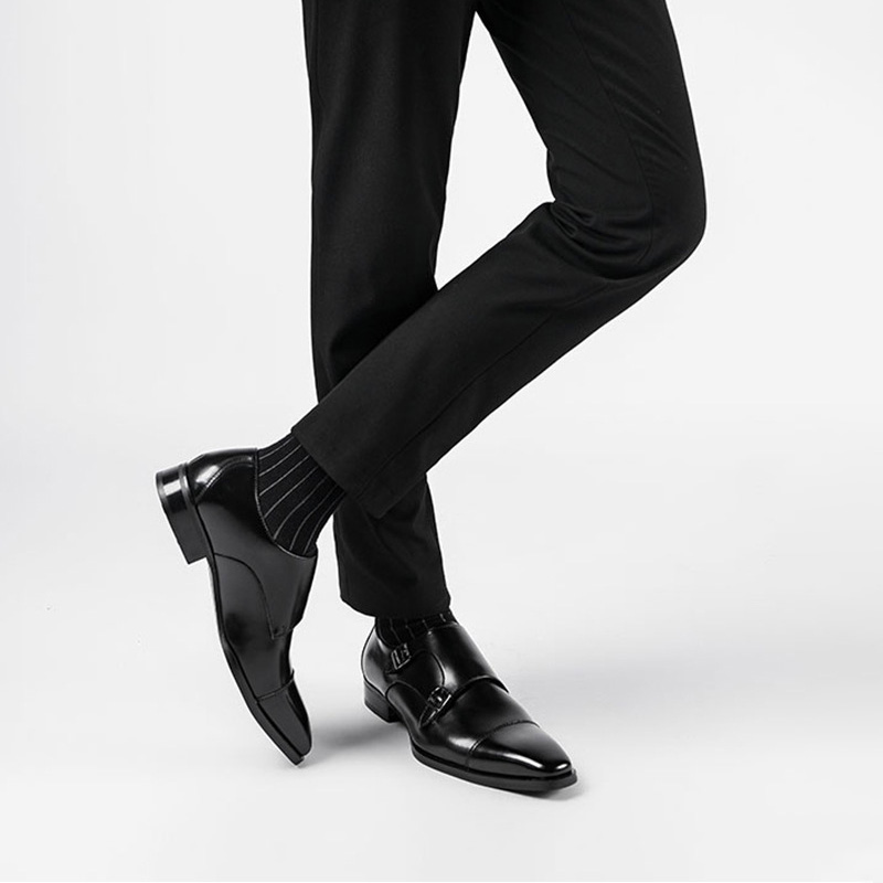 Men's Monk Shoes breathable Leather Formal Shoes for Men