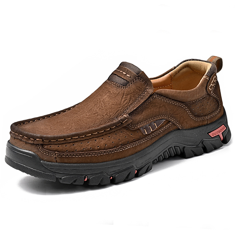 Men's Outdoor Shoes - Comfortable, Breathable Leather Slip-Ons for Hiking and Casual Wear | KaranMore