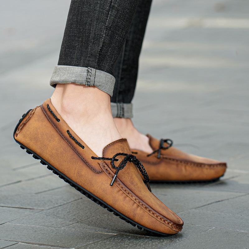 Premium Men's Leather Shoes - All-Season & Fleece Options Driving shoes