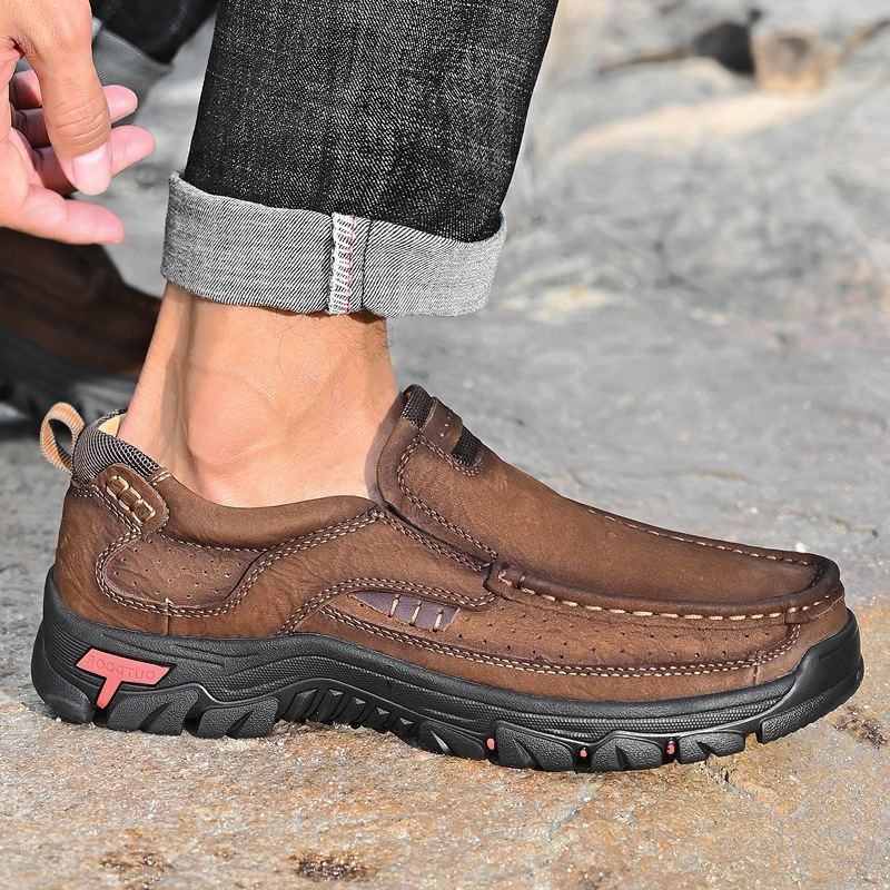 Men's Casual Full-gain Leather Outdoor Shoes Slip-on Loafers