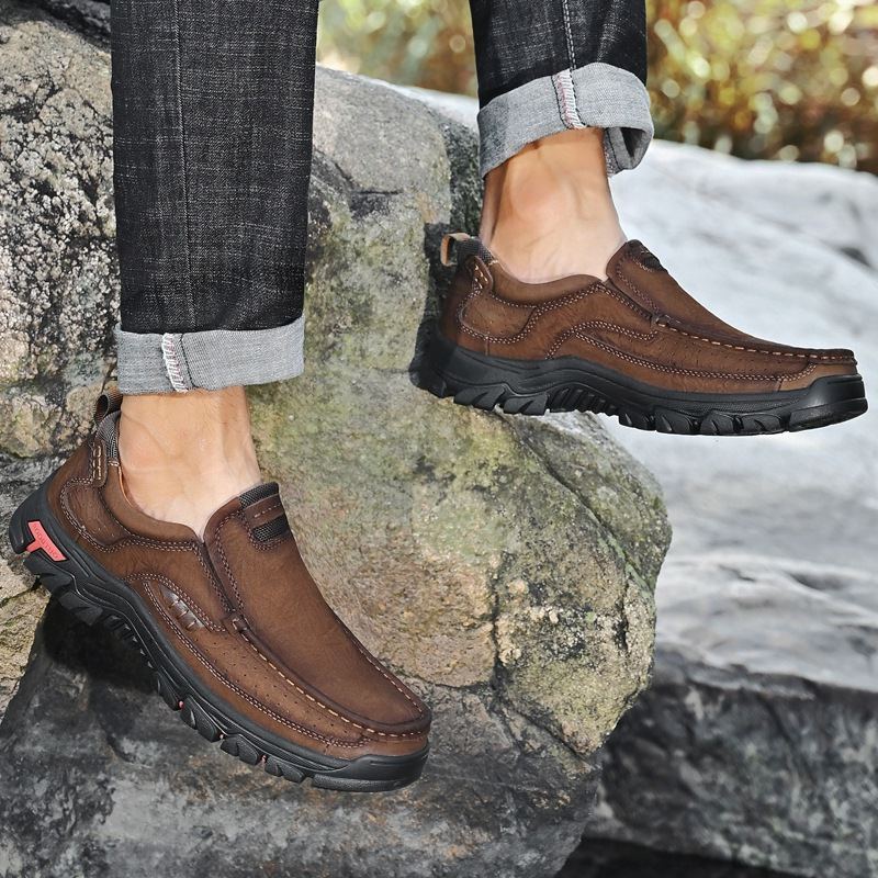 Men's Casual Full-gain Leather Outdoor Shoes Slip-on Loafers