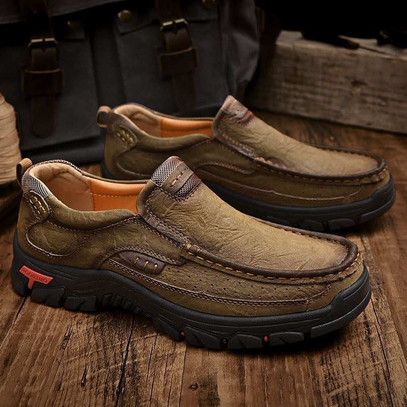 Men's Casual Full-gain Leather Outdoor Shoes Slip-on Loafers