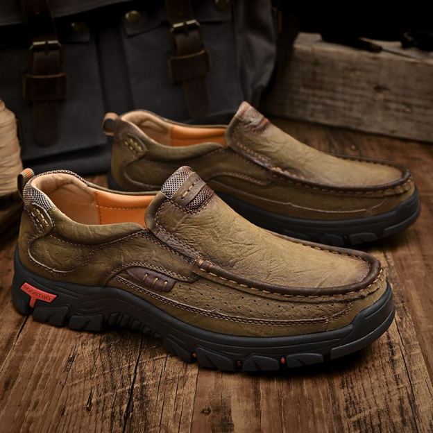 Men's Casual Full-gain Leather Outdoor Shoes Slip-on Loafers