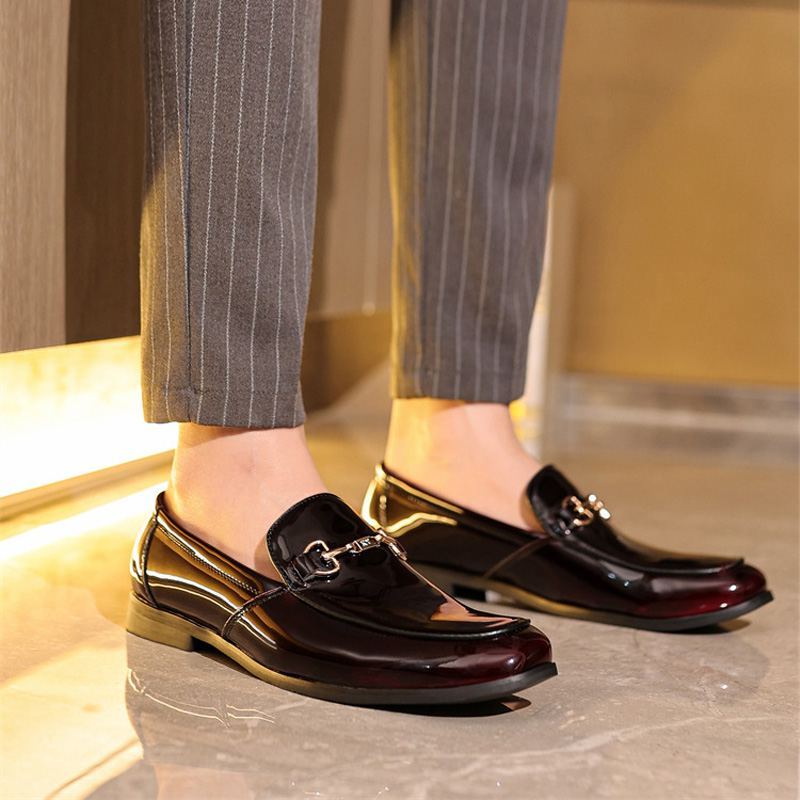 Men's Unique Gradual Color Patent Leather Loafers