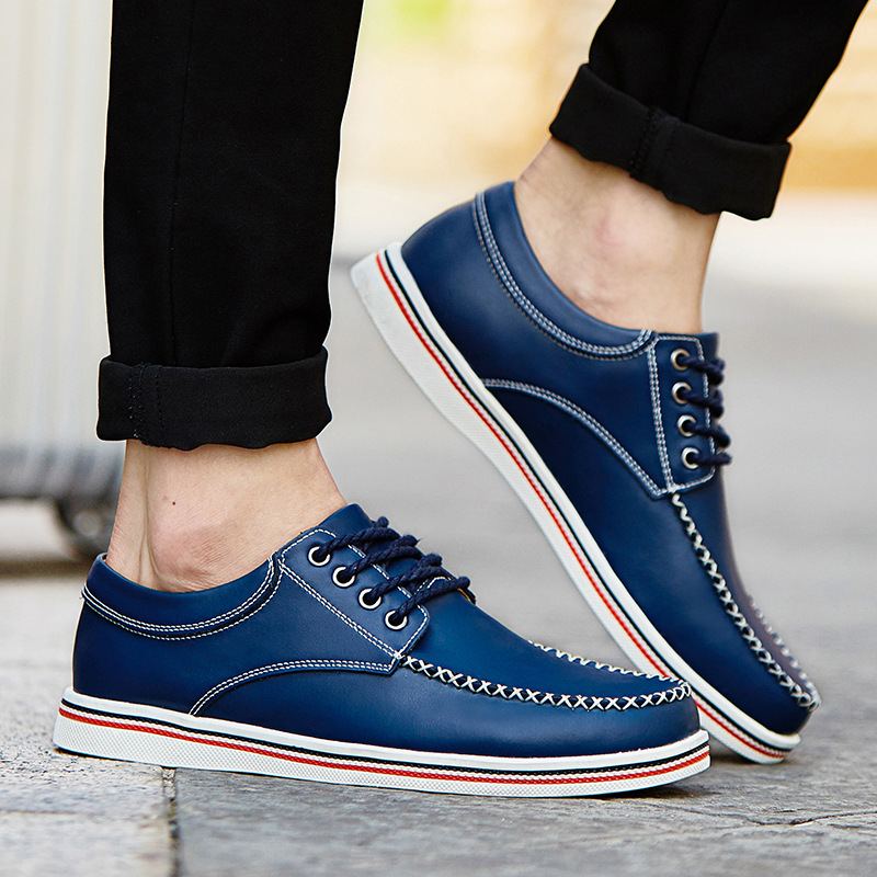 Men's Fashionable Lace-up Soft-soled Leather Shoes for Daily Wear