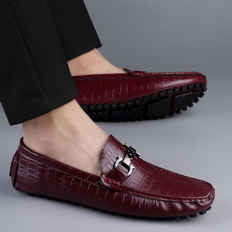 Men's Premium Leather Croc-Embossed LoafersComfortable Men's Dress Shoes