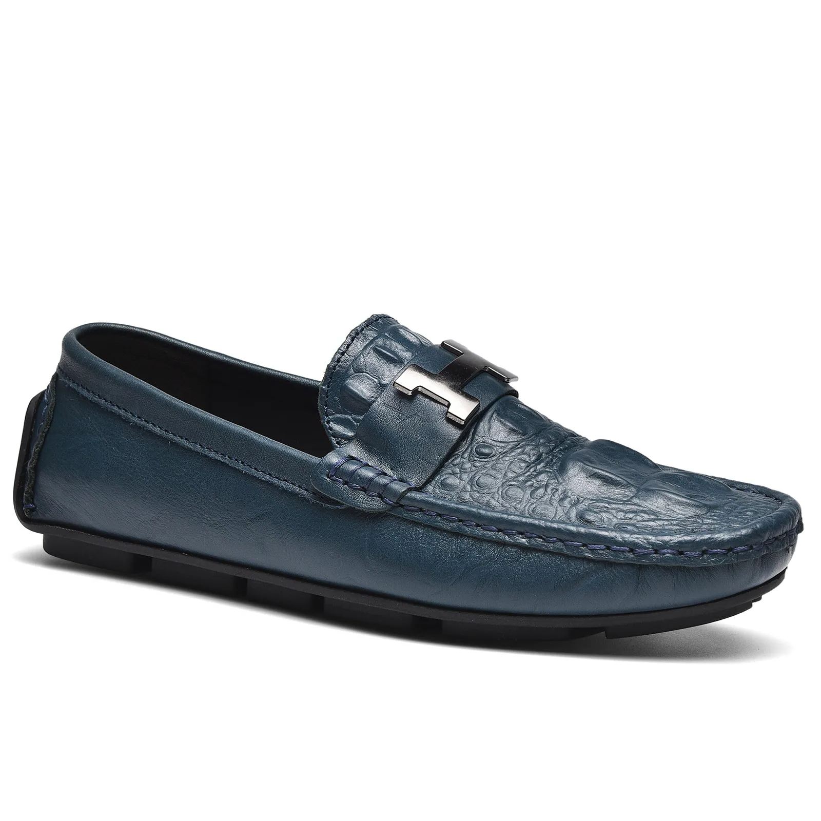 Men's Crocodile Pattern Top-Grain Leather Loafers