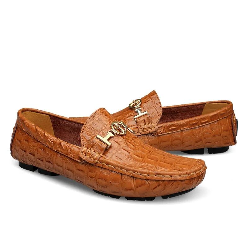 Men's Classic Crocodile Pattern Genuine Leather Loafers