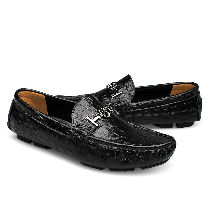 Men's Classic Crocodile Pattern Genuine Leather Loafers