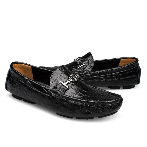 Men's Classic Crocodile Pattern Genuine Leather Loafers