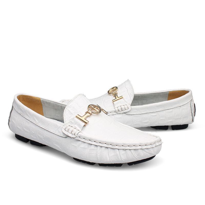Men's Classic Crocodile Pattern Genuine Leather Loafers