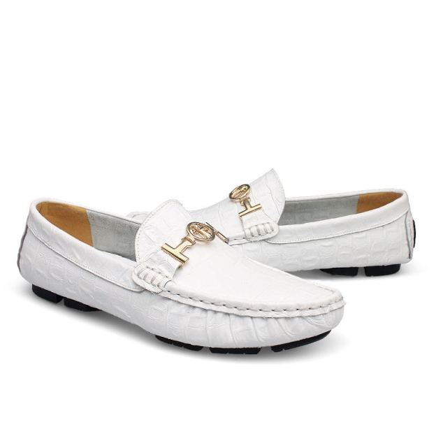 Men's Classic Crocodile Pattern Genuine Leather Loafers