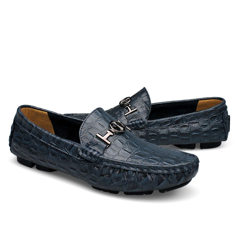 Men's Classic Crocodile Pattern Genuine Leather Loafers
