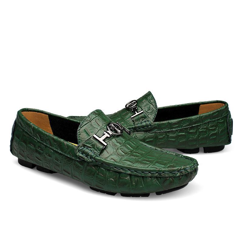 Men's Classic Crocodile Pattern Genuine Leather Loafers