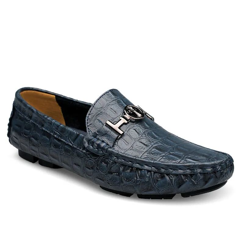 Men's Classic Crocodile Pattern Genuine Leather Loafers