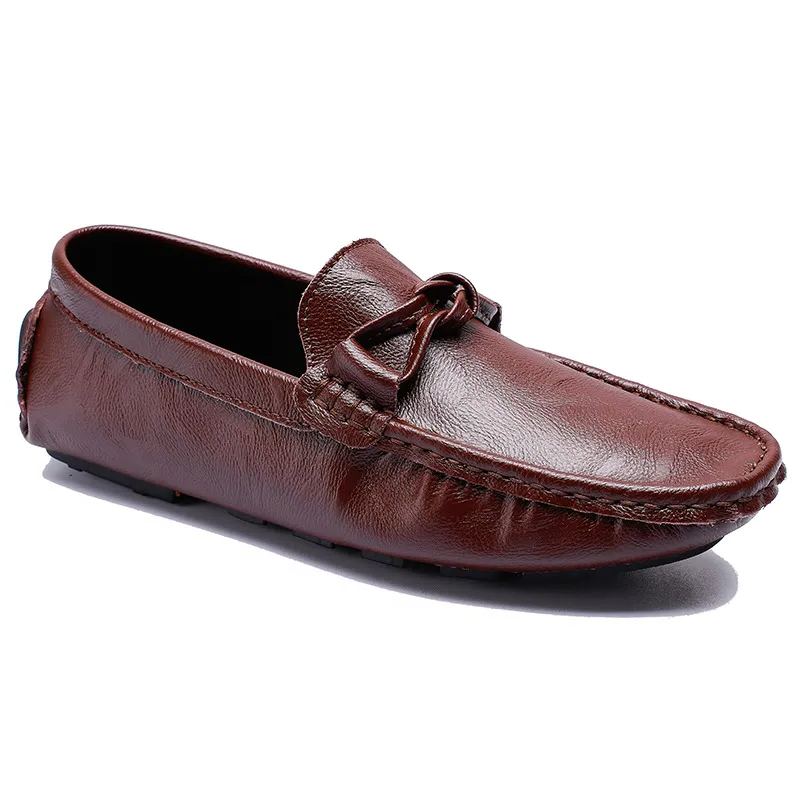 Men's Cowhide Loafers with Slip-on Design Comfortable and Breathable 