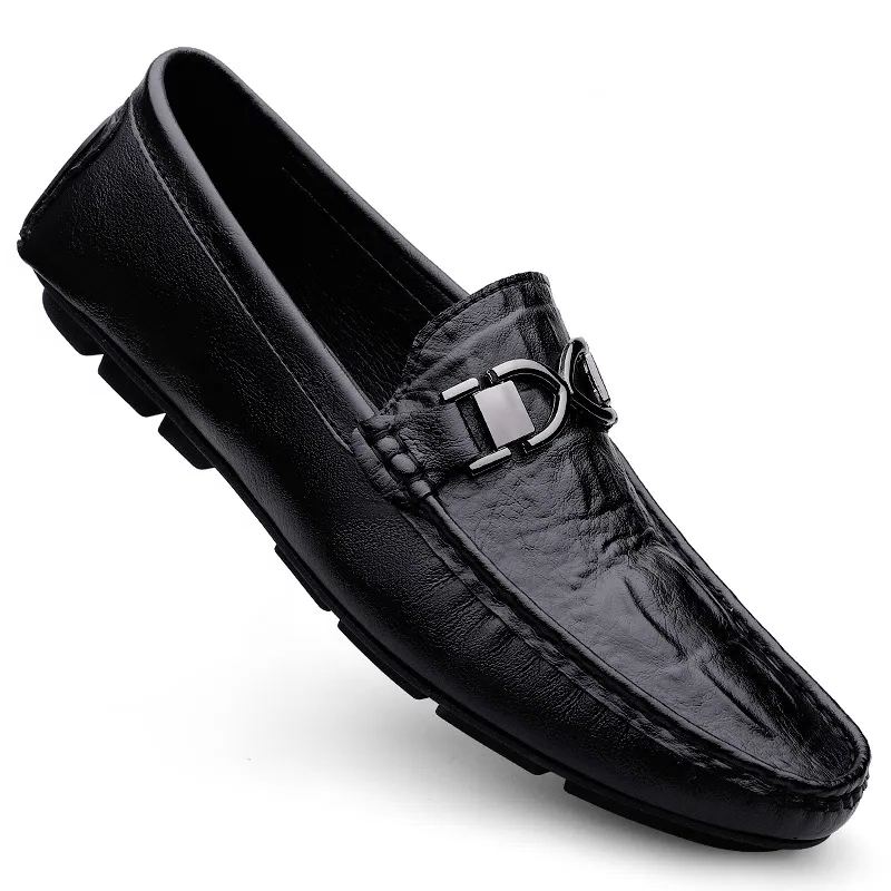 Men's Casual Cowhide Leather Shoes with Breathable Upper
