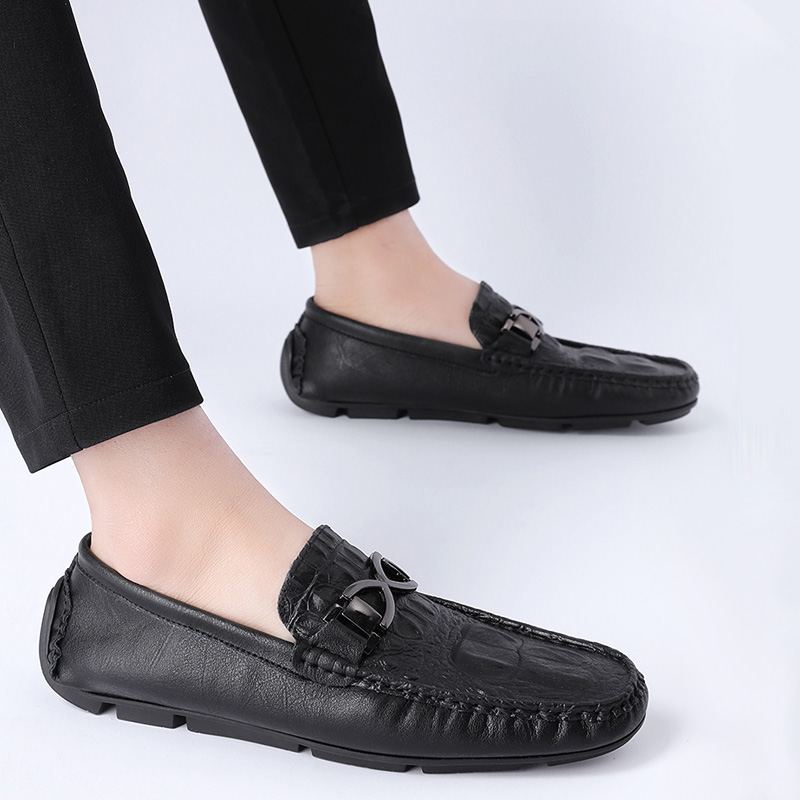 Men's Casual Cowhide Leather Shoes with Breathable Upper